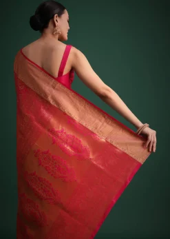 Magenta Pink Patola Silk Saree With Zari Woven Work