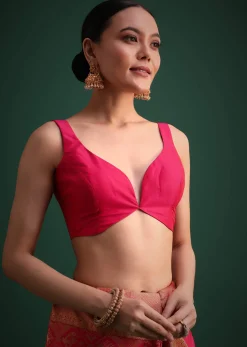 Magenta Pink Patola Silk Saree With Zari Woven Work