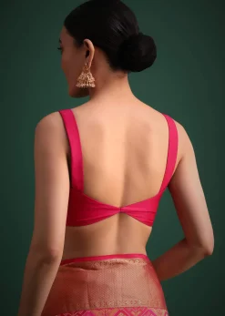 Magenta Pink Patola Silk Saree With Zari Woven Work