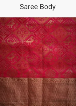 Magenta Pink Patola Silk Saree With Zari Woven Work