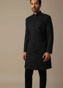 Majestic Black Sherwani Ensemble