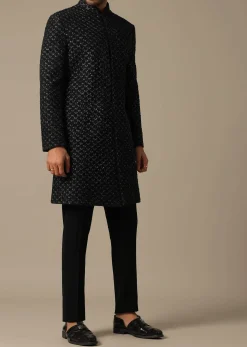 Majestic Black Sherwani Ensemble