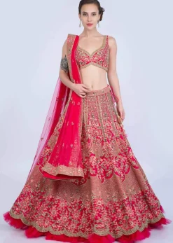Malaika Arora In Kalki French Pink Raw Silk Heavy Embroidered Lehenga With Net Ruching