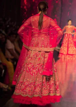 Malaika Arora In Kalki French Pink Raw Silk Heavy Embroidered Lehenga With Net Ruching