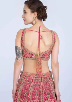 Malaika Arora In Kalki French Pink Raw Silk Heavy Embroidered Lehenga With Net Ruching