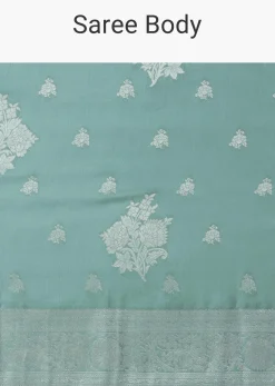 Marine Blue Woven Saree In Dola Silk And Silver Weave