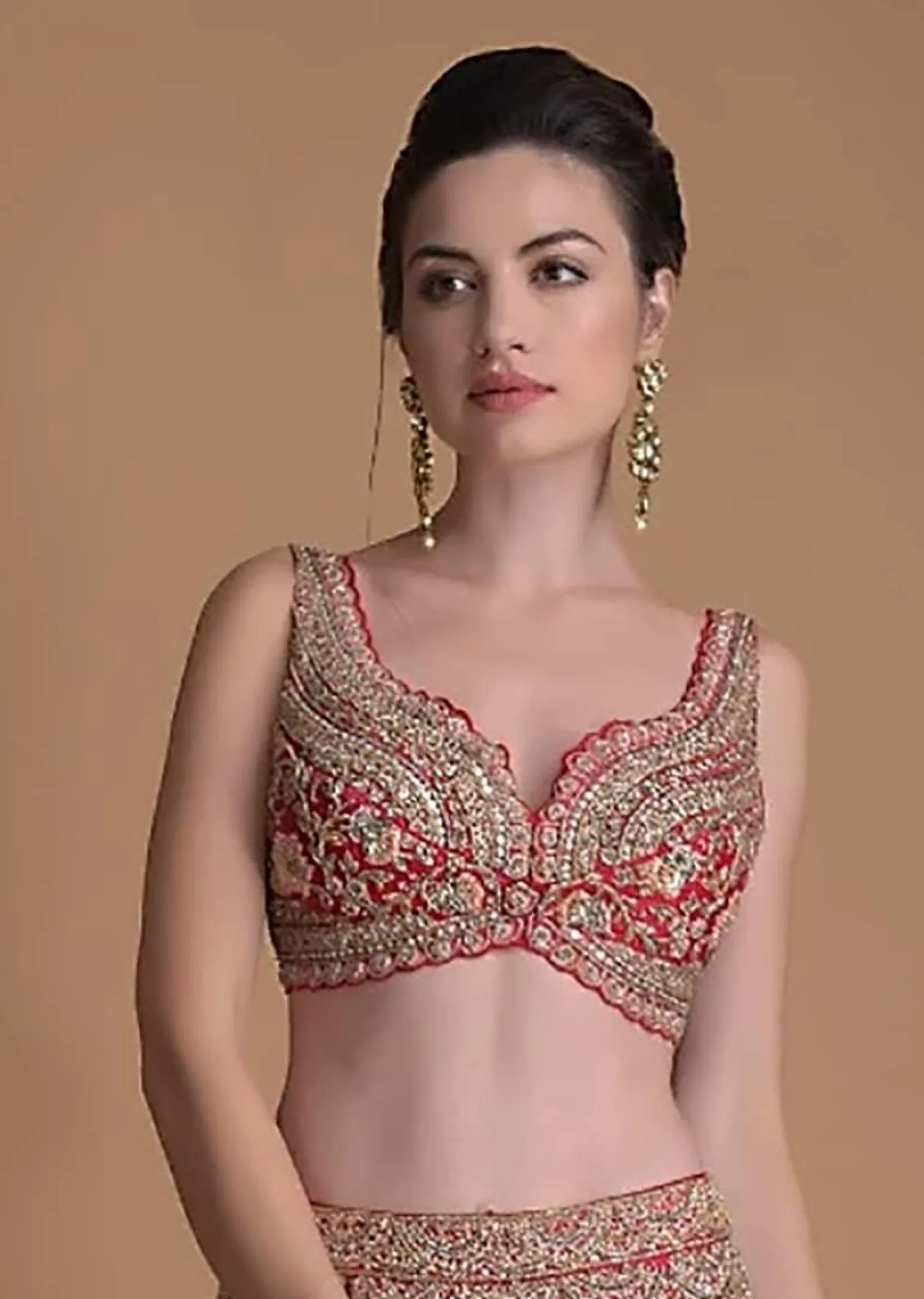 Maroon Blouse Hand Embroidered With Zardosi And Cut Dana Work In Floral Motifs
