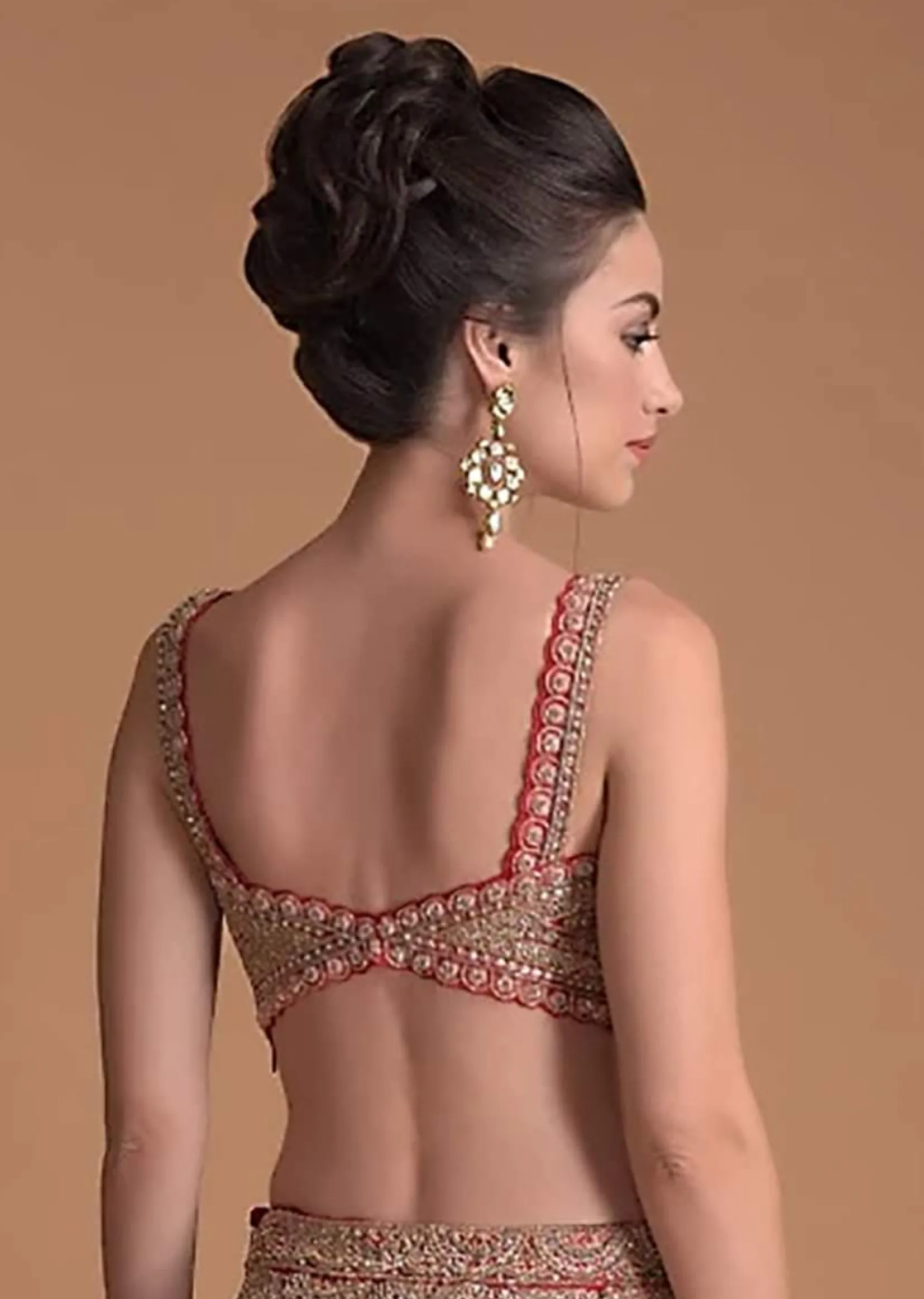Maroon Blouse Hand Embroidered With Zardosi And Cut Dana Work In Floral Motifs