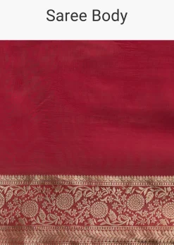 Maroon Dola Silk Saree With Zari Woven Border And Pallu