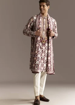 Maroon Dupatta Kurta Set