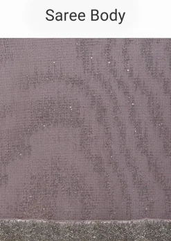 Mauve Pink Half And Half Saree In Crepe With Crushed Sequins Pallu And Unstitched Blouse