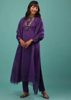 Mauve Purple Purple A Line Suit Made With Bemberg Satin