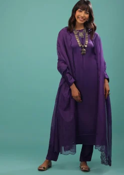 Mauve Purple Purple A Line Suit Made With Bemberg Satin