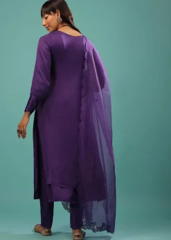 Mauve Purple Purple A Line Suit Made With Bemberg Satin
