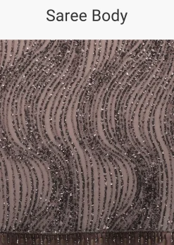 Mauve Purple Satin Saree In Sequins Embroidery With A Crop Top In Full Sleeves And A Round Neckline