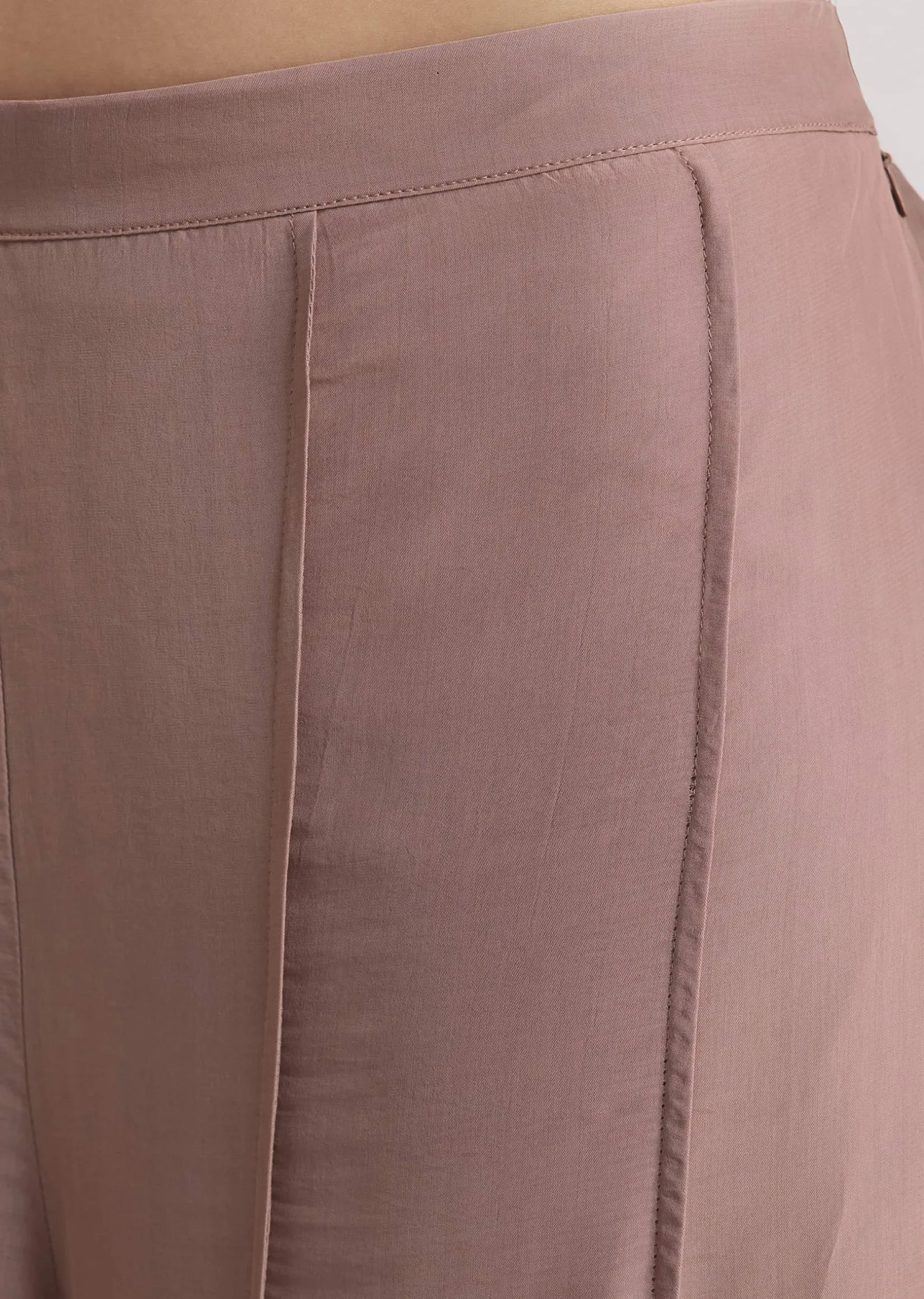 Mauve Satin Palazzo Set With Embellished Jacket