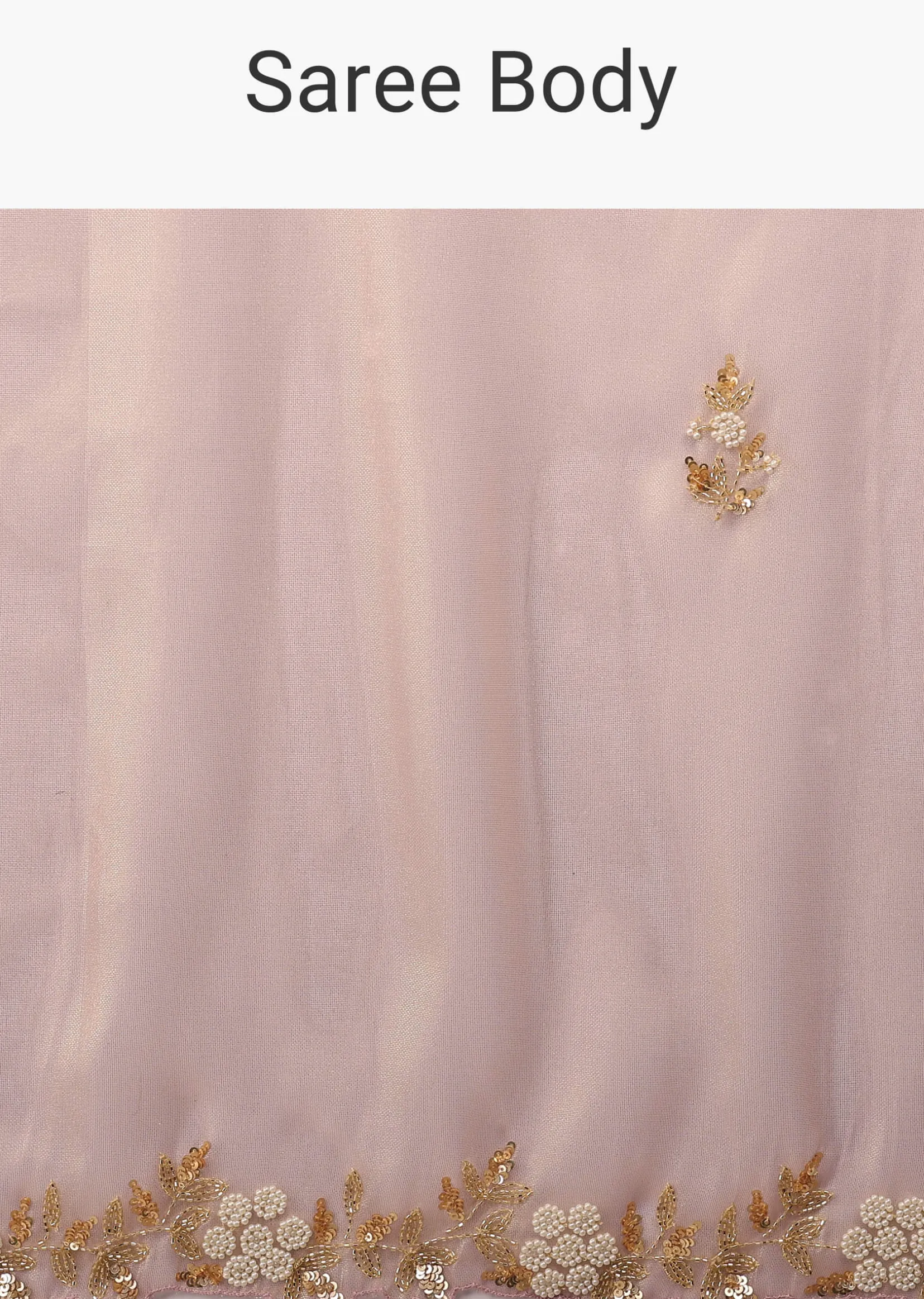 Mauve Tissue Saree In White Moti And Cut Dana Embroidery Buttis, Border Has Cutwork Embroidery Detailing