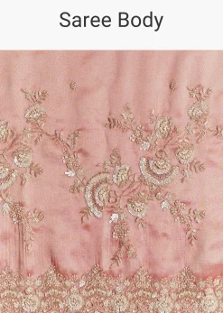 Mauve Tissue Saree With Scallop Border And Bead Embroidery