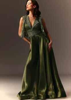 Mehendi Green Embroidered Jumpsuit