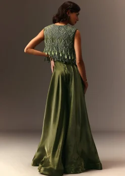 Mehendi Green Embroidered Jumpsuit
