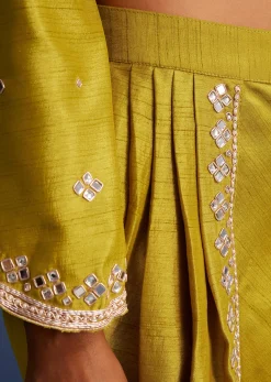 Mehendi Green Silk Embroidered Kurta Dhoti Set