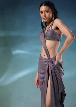Mermaid Metallic Skirt And Top In Knit