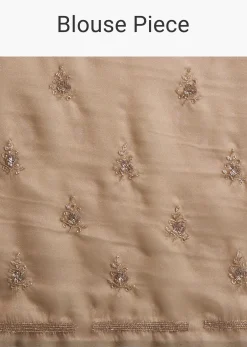 Metallic Gold Organza Tissue Saree With Cutdana And Bead Embroidery