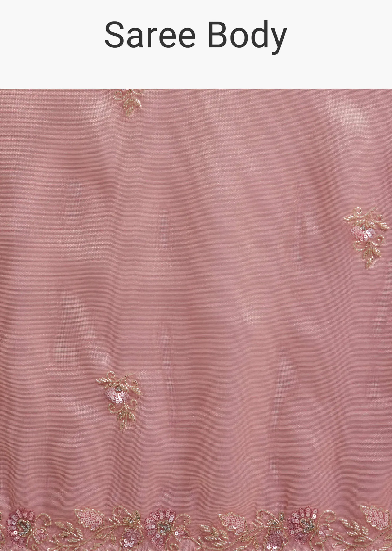 Metallic Pink Organza Tissue Saree With Cutdana And Bead Embroidery