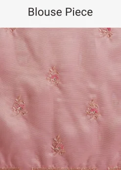 Metallic Pink Organza Tissue Saree With Cutdana And Bead Embroidery