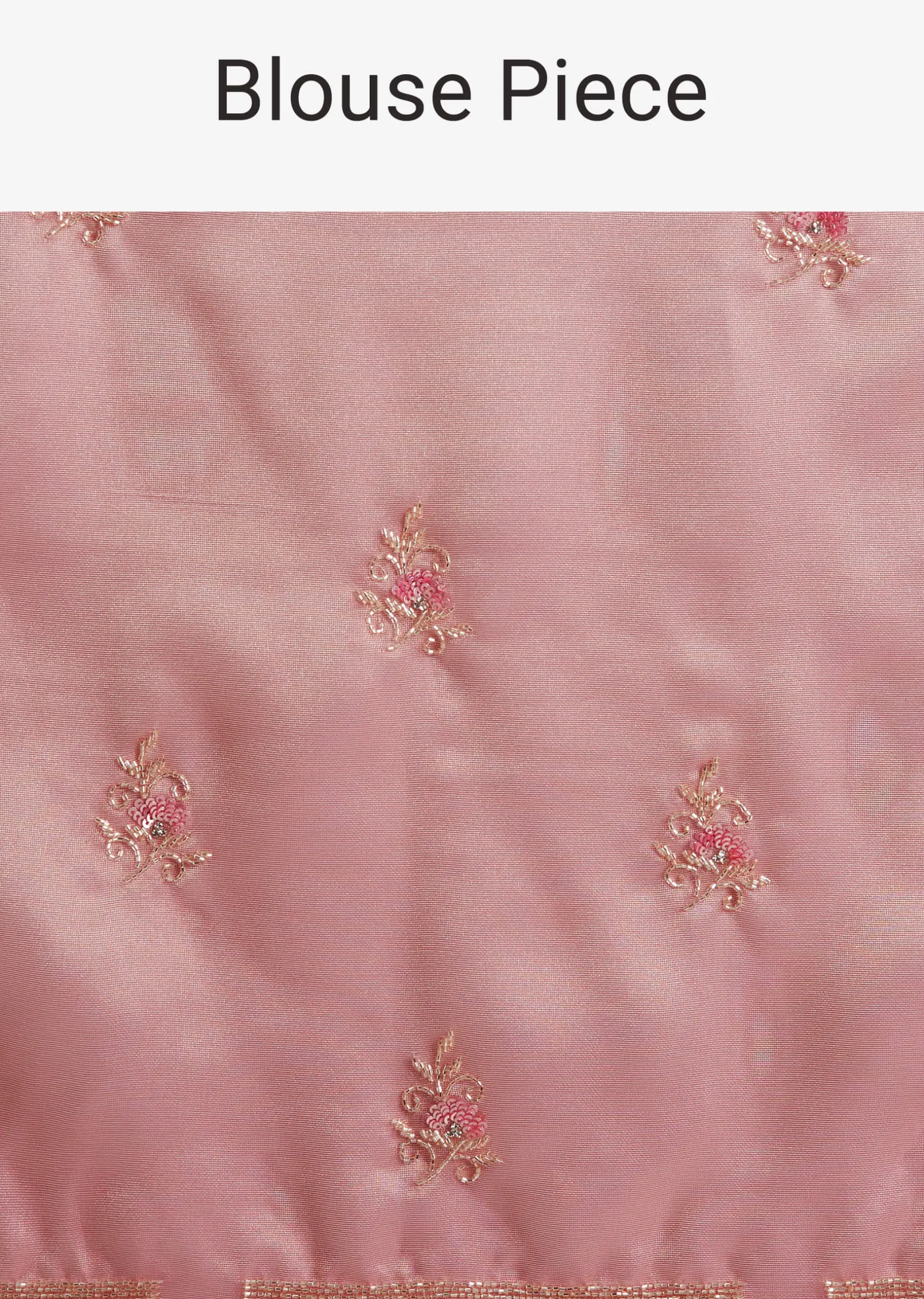 Metallic Pink Organza Tissue Saree With Cutdana And Bead Embroidery