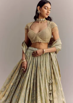 Mint Blue Embroidered Lehenga Set