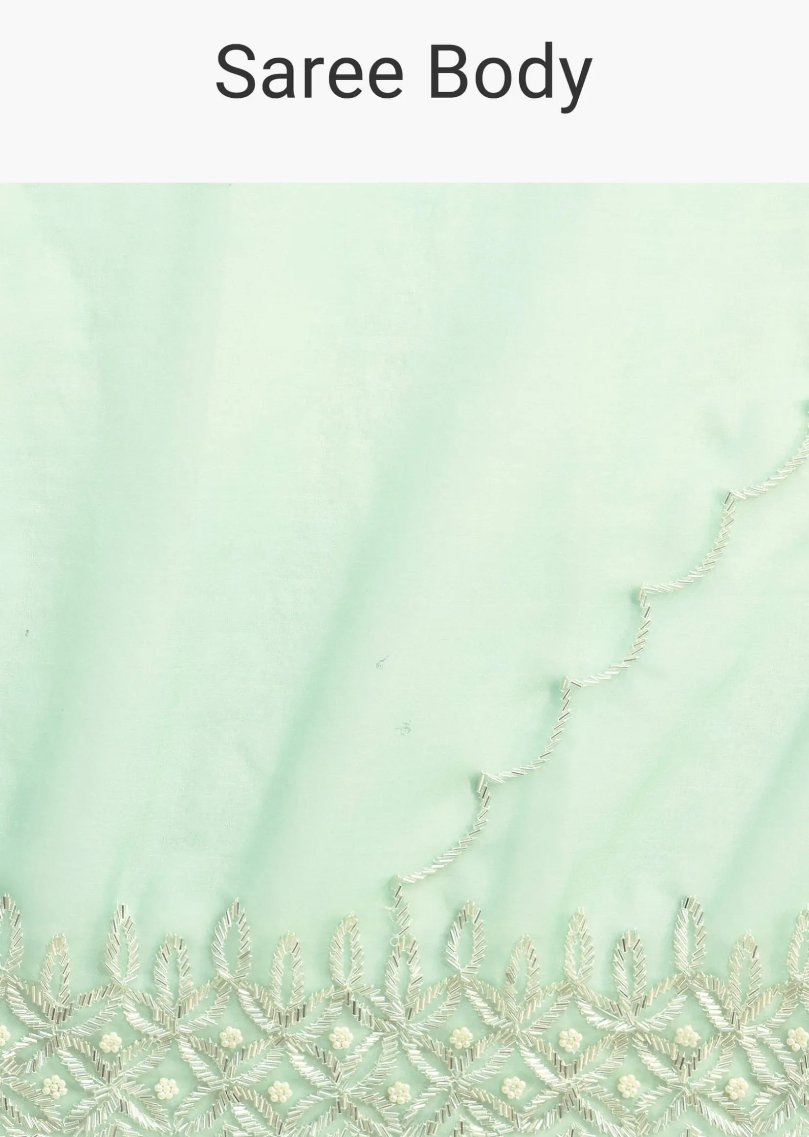 Mint Blue Organza Saree With Cutdana Embroidery And Scallop Border With Unstitched Blouse