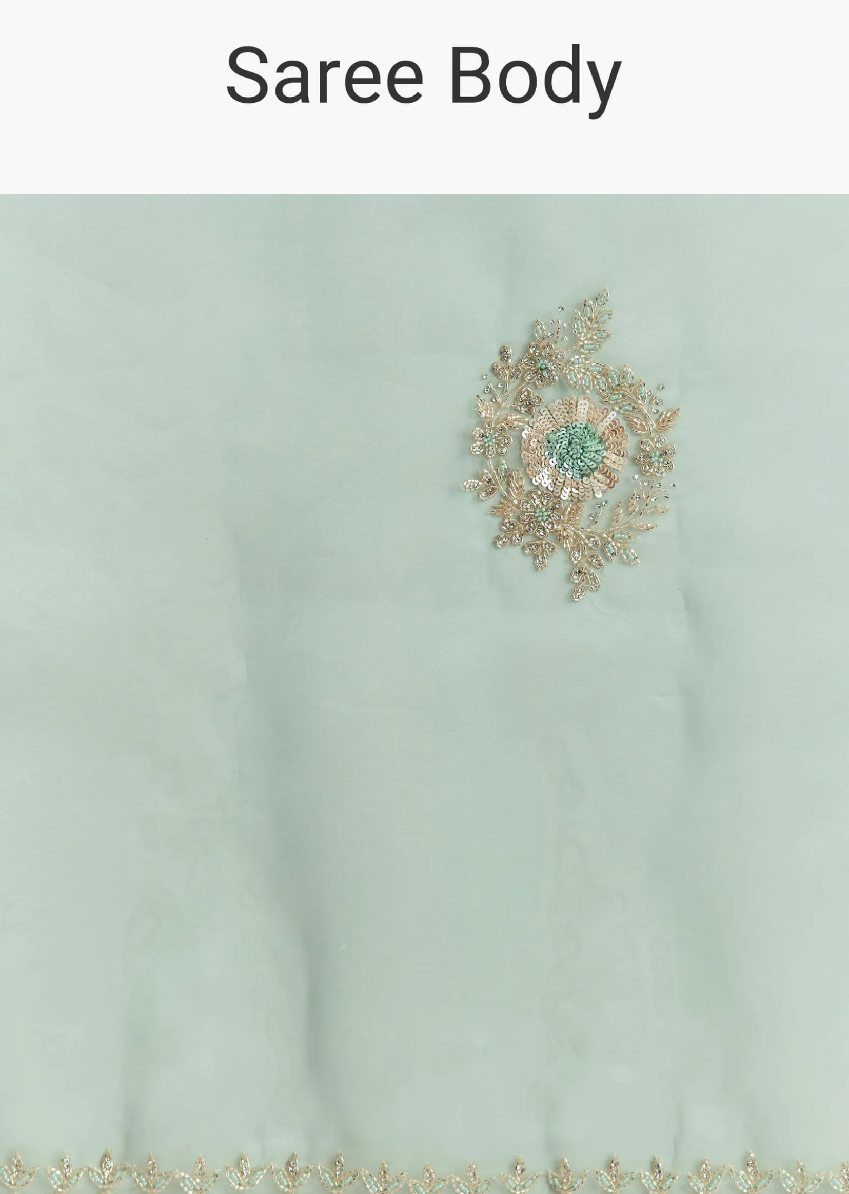 Mint Green Glass Tissue Saree With Cutdana And Sequins Embroidery