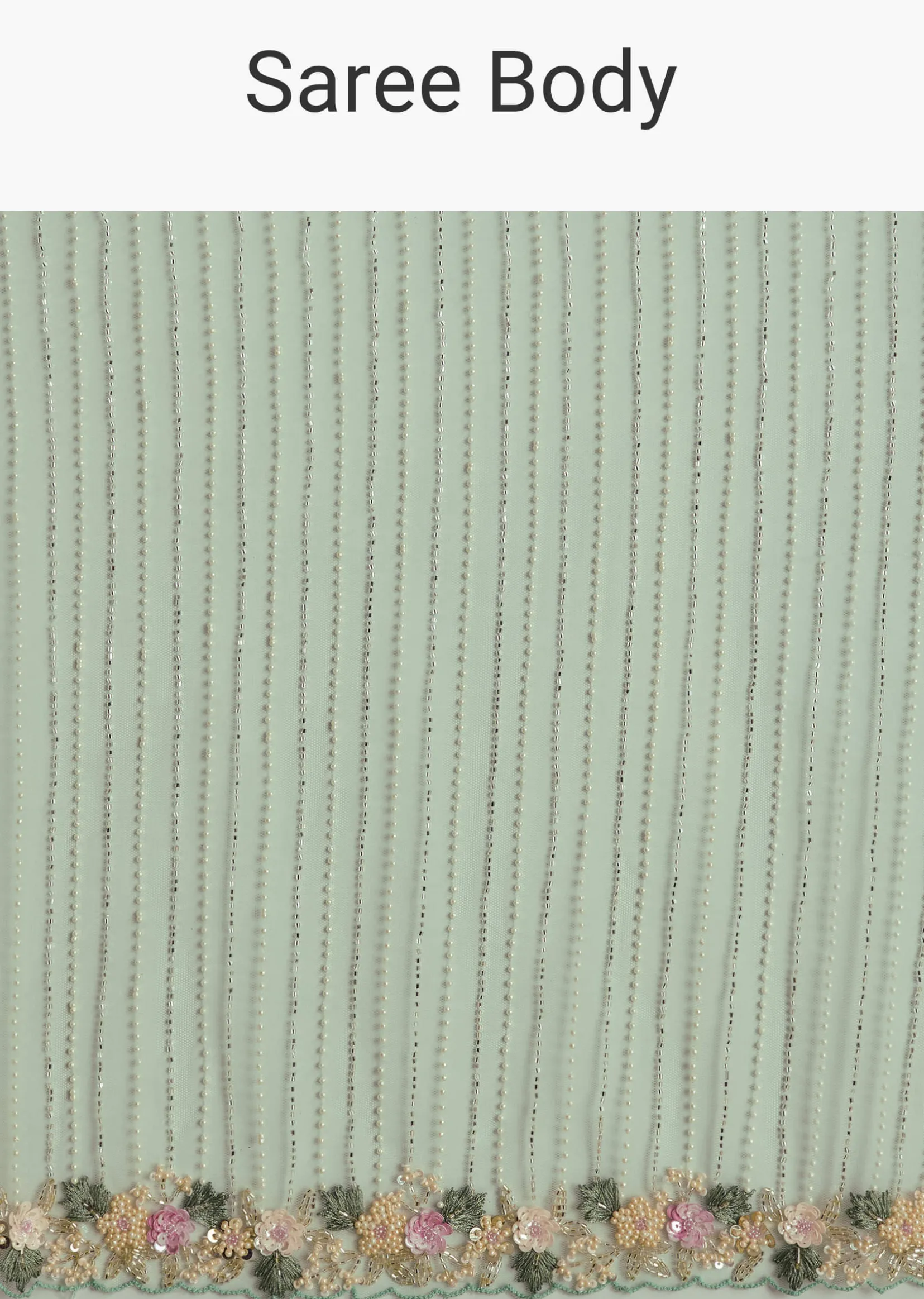 Mint Green Net Saree With Heavily Embroidered Border
