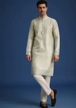Mint Green Silk Cutdana Embroidered Jodhpuri Set