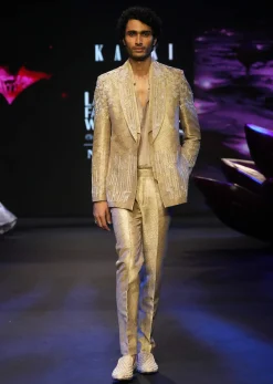 Moff Floral And Geometric Embroidered Tuxedo Suit