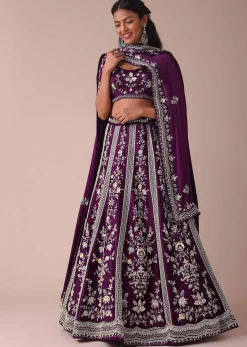 Mulberry Purple Lehenga With Handwork Embroidery