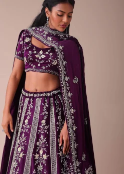 Mulberry Purple Lehenga With Handwork Embroidery