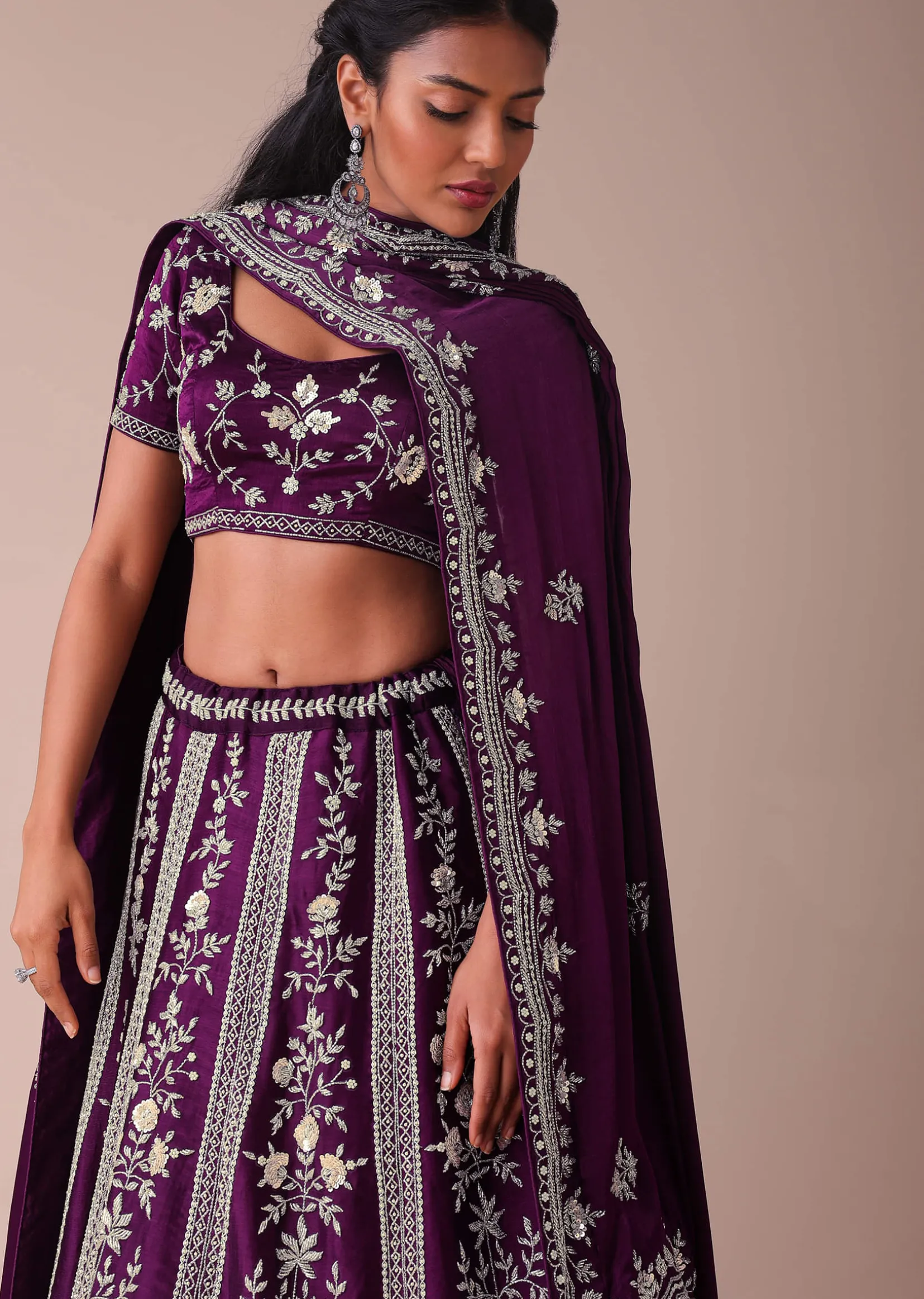 Mulberry Purple Lehenga With Handwork Embroidery