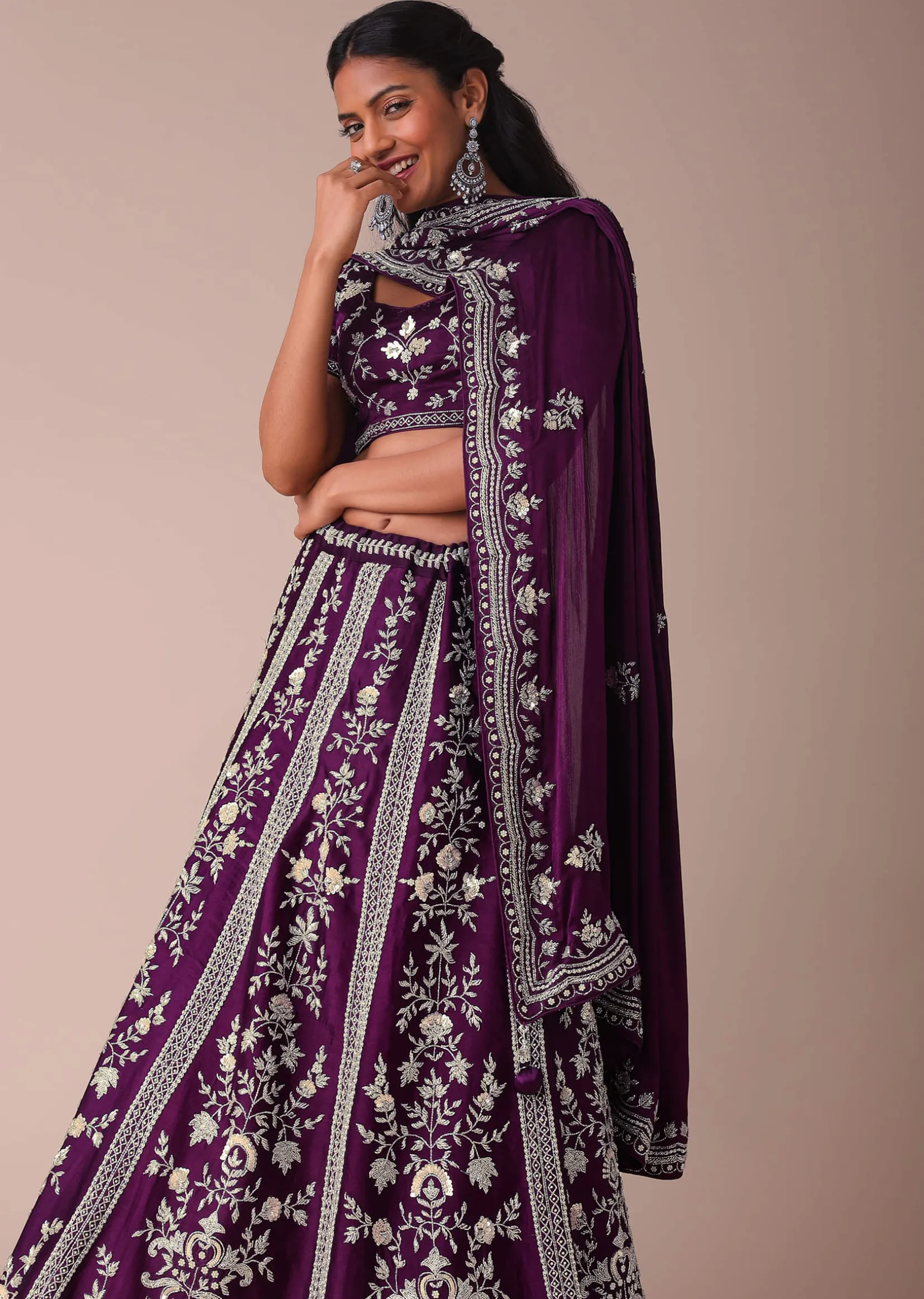 Mulberry Purple Lehenga With Handwork Embroidery