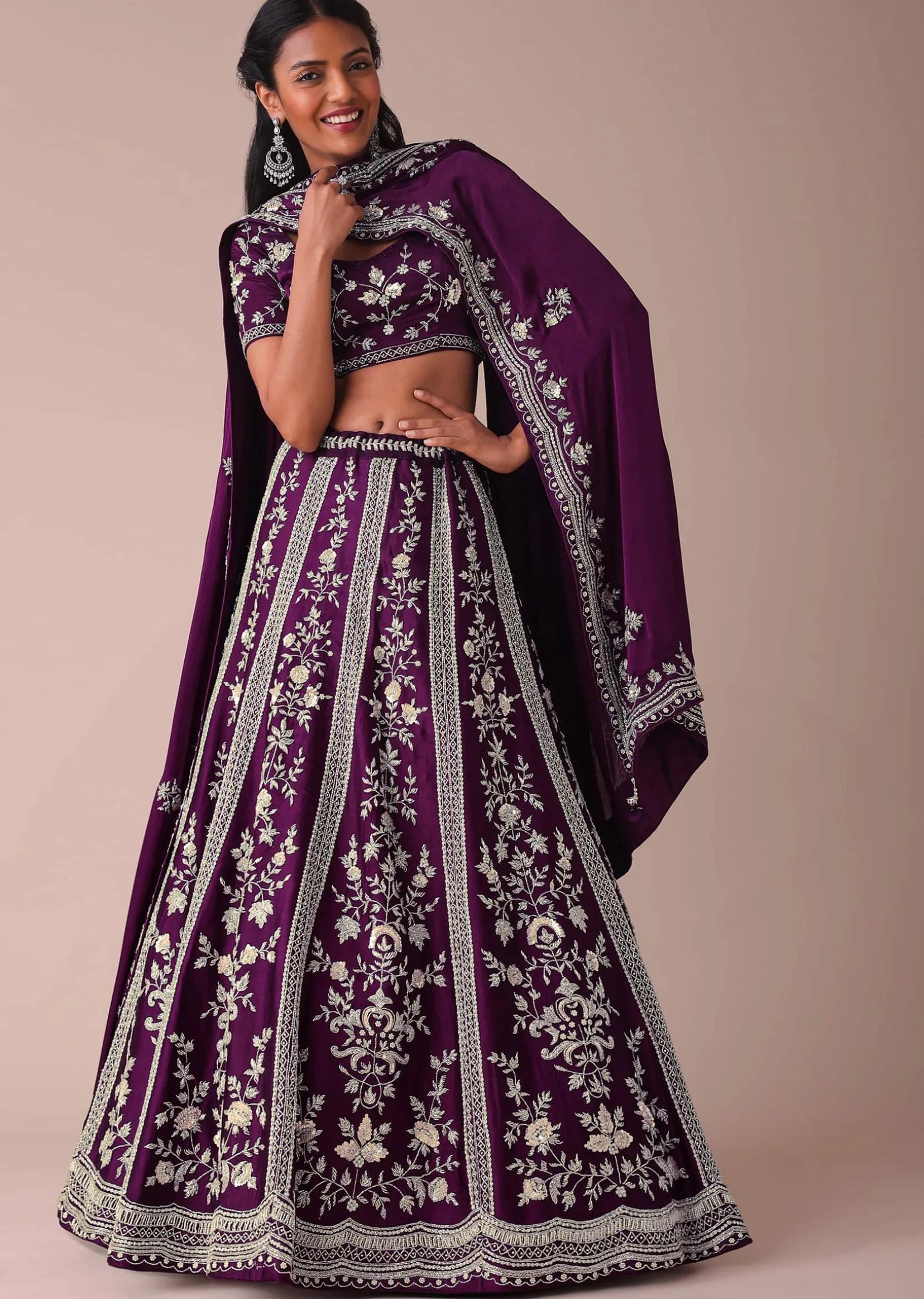 Mulberry Purple Lehenga With Handwork Embroidery