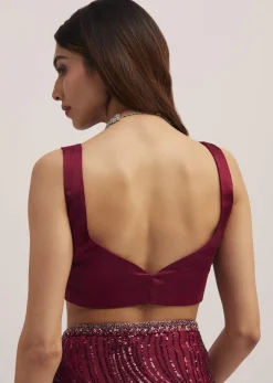 Mulberry Purple Sequins Saree With An Embellished Border