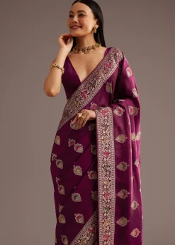 Multi Color Dola Silk Saree With Resham And Zari Weaving