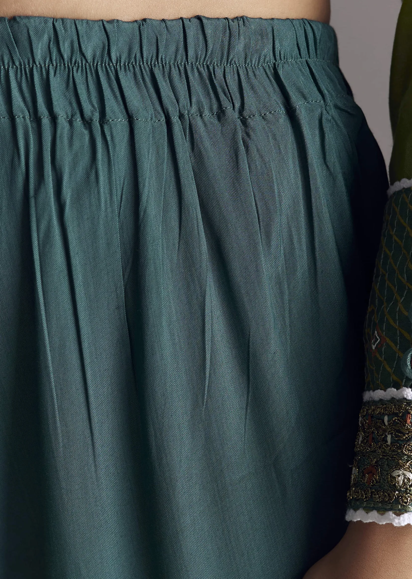 Multi Color Printed Chanderi Anarkali With Stitch Work