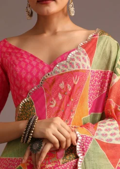 Multicolor Abstract Printed Muslin Saree