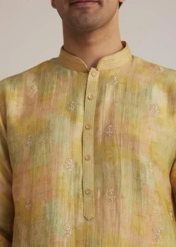 Multicolor Silk Kurta Set With Resham Thread Work