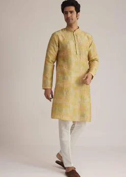 Multicolor Silk Kurta Set With Resham Thread Work