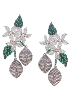 Multicolour Black Finish Diamond Dangler In Mix Metal