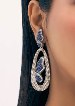 Multicolour Black Toned Diamond Dangler Earrings In Mix Metal