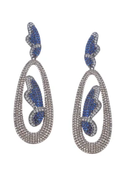 Multicolour Black Toned Diamond Dangler Earrings In Mix Metal